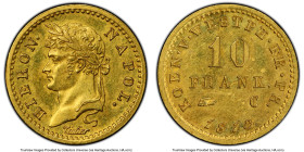Westphalia. Jerome Napoleon gold Proof Restrike 10 Franken 1813-C (1867) PR62 PCGS, Cassel mint, KM126.1. Plain edge. Coin alignment. An exceedingly r...