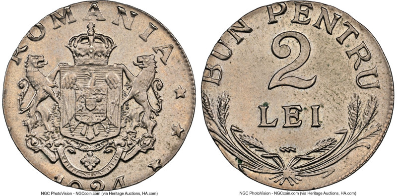 Ferdinand I copper-nickel Pattern "Mint Error - Struck on Leu Planchet" 2 Lei 19...