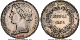 Confederation silver Piefort Essai 5 Francs 1855 MS62 NGC, M. L. Bovy mint, KM-XE5, HMZ-2-1229a, Richter-2-49 (R3). 49.63gm. By Marc Louis Bovy. A pri...