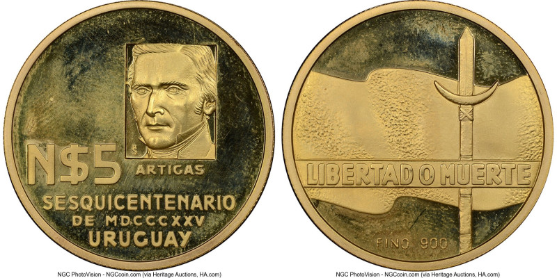 Republic gold Proof "Revolutionary Movement - 150th Anniversary" 5 Nuevos Pesos ...