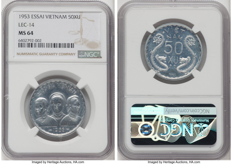 South Vietnam. Democratic State 3-Piece Lot of Certified aluminum Essai Issues 1...