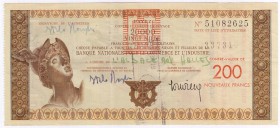Banknoten Ausland Frankreich
Frankreich-Italien 200 Neue Francs o.J. Scheck mit verschiedenen Stempeln auf der Rückseite.
III