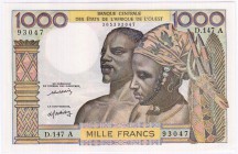 Banknoten Ausland Französisch Westafrika
1000 Francs Sigantur 11. I-