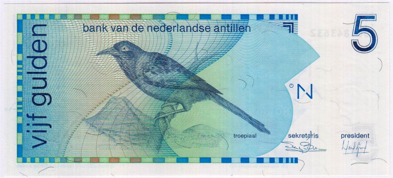 Banknoten Ausland Niederländische Antillen
5 Gulden 31.3.1986. I