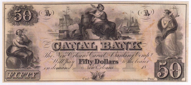 Banknoten Ausland Vereinigte Staaten von Amerika
New Orleans Canal Bank, 50 Dol...