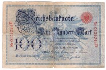 Banknoten Die deutschen Banknoten ab 1871 nach Rosenberg Deutsches Reich, 1871-1945
100 Mark 1.5.1891. Unten kl. Einriß, in der Mitte Reparaturstelle...