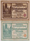 Banknoten Die deutschen Banknoten ab 1871 nach Rosenberg Deutsches Reich, 1871-1945 Deutsche Kolonien und Nebengebiete
43 Scheine: 2 X 50.000 Mark Da...