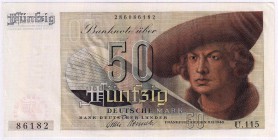 Banknoten Die deutschen Banknoten ab 1871 nach Rosenberg Westliche Besatzungszonen und BRD, ab 1948 Bank Deutscher Länder, 1948/49
50 Deutsche Mark 9...