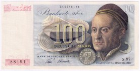 Banknoten Die deutschen Banknoten ab 1871 nach Rosenberg Westliche Besatzungszonen und BRD, ab 1948 Bank Deutscher Länder, 1948/49
100 Deutsche Mark ...