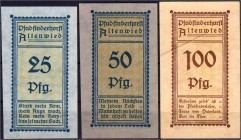 Banknoten Deutsches Notgeld und KGL Altenwied
3 Scheine Pfadfinderhorst ohne Datum. 25 Pf., 50 Pf., 100 Pf.
I-II