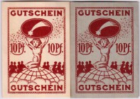 Banknoten Deutsches Notgeld und KGL Aschersleben
Paul Koch, 10 Pf. sämisch und 10 Pf. grau ohne Datum.
I-II