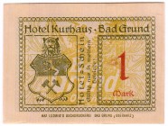 Banknoten Deutsches Notgeld und KGL Bad Grund
Hotel Kurhaus, 1 Mark ohne Datum. I-II