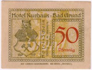 Banknoten Deutsches Notgeld und KGL Bad Grund
Hotel Kurhaus, 50 Pfennig ohne Datum. II-III