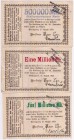 Banknoten Deutsches Notgeld und KGL Beilngries
Kaufhaus Hans Lux, 3 Scheine: 500 Tsd., 1, 5 Mio. Mark 27.8.23 - 30.9.23
II-III