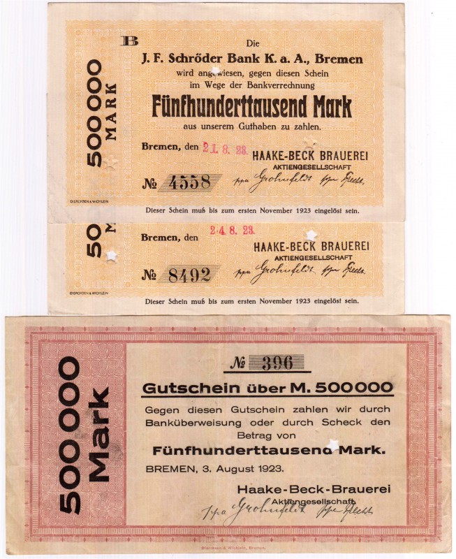 Banknoten Deutsches Notgeld und KGL Bremen
68 Scheine. Dabei bessere z. B. 3 X ...