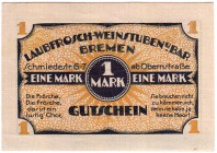 Banknoten Deutsches Notgeld und KGL Bremen
Laubfrosch - Weinstuben, 1 Mark, ohne Datum. I