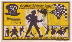 Banknoten Deutsches Notgeld und KGL Bremen
50 Mark, Bremer Bühnen Bazar,15.-16.Feb. 1922. Mit Rundstempel.
I-II