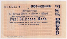 Banknoten Deutsches Notgeld und KGL Brilon
10 Scheine: Verschiedene Werte von 300 Mrd. Mark bis 5 Bio. Mark
I-III