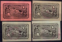 Banknoten Deutsches Notgeld und KGL Ebstorf
4 X 5 Mark des Arbeiter - und Soldatenrats ohne Datum. 3 X grün, 1 X rosa.
II