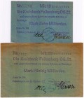 Banknoten Deutsches Notgeld und KGL Falkenberg OS
Kreis-Kommunal-Kasse, 10, 50 Mrd. Mark 26.10.1923, Scheck auf Kreisbank.
II-III