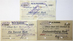 Banknoten Deutsches Notgeld und KGL Georgswalde
August Föster Flügel -und Pianofortefabrik, 3 Scheine: 500, 1000 Mark, 1922. Schecks auf Löbauer Bank...
