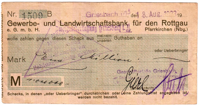 Banknoten Deutsches Notgeld und KGL Griesbach i. Rottal
Gewerbe -und Landwirtsc...