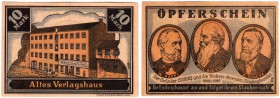Banknoten Deutsches Notgeld und KGL Hamburg
Baptistengemeinde, 10 Mark ohne Datum. II-III