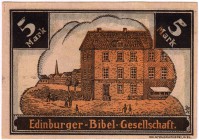 Banknoten Deutsches Notgeld und KGL Hamburg
Baptistengemeinde, 5 Mark ohne Datum. I-II