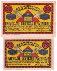 Banknoten Deutsches Notgeld und KGL Hamburg
Rud. Wichmann, Steindamm 101, 2 Scheine: 50 Pf. und 75 Pf. 1.6.1921-1.7.1922.
II-III