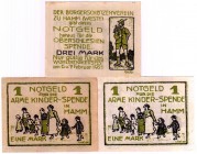 Banknoten Deutsches Notgeld und KGL Hamm
Bürgerschützenverein, 3 Scheine: 2 X 1 Mark und 3 Mark 6./7.2.1921.
II-III