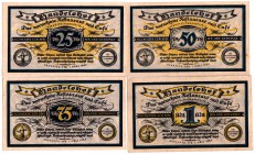 Banknoten Deutsches Notgeld und KGL Hannover
Handelshof, Restaurant und Cafe, 4 Scheine: 25 Pf., 50 Pf., 75 Pf. und 1 Mark 1.3.1922.
II-III