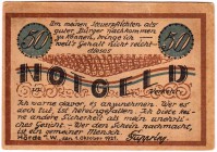 Banknoten Deutsches Notgeld und KGL Hörde
50 Pf. F. Cuppring, 1.10. 1921. Scherzschein.
I-