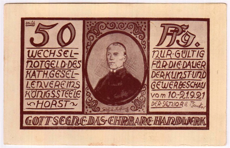 Banknoten Deutsches Notgeld und KGL Königssteele-Horst
50 Pf. 10.-21.9.1921.
I...