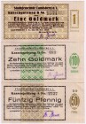 Banknoten Deutsches Notgeld und KGL Landsberg am Lech
Stadt, 3 Scheine: 50 Gold Pfennig, 1 Gold Mark und 10 Gold Mark 29.11.1923 - 15.2.1924.
I-II