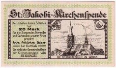 Banknoten Deutsches Notgeld und KGL Lübeck
St. Jakobi: 20 Mark ohne Datum.
II