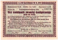 Banknoten Deutsches Notgeld und KGL München
Walchenseewerk AG, Mittlere Isar AG, Bayernwerk AG. 4,20 Gold Mark 24.10.1923
