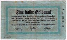 Banknoten Deutsches Notgeld und KGL Osnabrück
1/2 Goldmark 1.11.1923. Finanzamt I Osnabrück/Finanzamt II Osnabrück/Finanzamt Quakenbrück.
IV, selten...