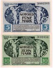 Banknoten Deutsches Notgeld und KGL Schongau (Bayern)
Distriktgemeinde, 2 Scheine: 5 Mark und 10 Mark 8.11.1918 - 1.2.1919.
I-II