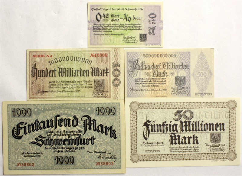 Banknoten Deutsches Notgeld und KGL Schweinfurt
5 bessere Notgeldscheine: 1000 ...