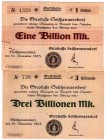 Banknoten Deutsches Notgeld und KGL Seifhennersdorf
2 Scheine: Girokasse, 1 und 3 Billionen Mark 10.11. 1923. III
