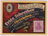 Banknoten Deutsches Notgeld und KGL Siersleben
Fritz Schreiber, Handelsmühle, ohne Datum. Mit Briefmarke 50 Pf.
II