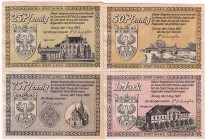 Banknoten Deutsches Notgeld und KGL Sinzig
4 Scheine der Stadt, 1.8. 1921. 25 Pf., 50 Pf., 75 Pf., 1 Mark.
I-II
