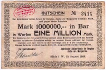 Banknoten Deutsches Notgeld und KGL Sölde, Landkreis Hörde
Aplerbecker Actien-Verein für Bergbau Zeche ver. Margarethe. 1 Mio. Mark 13.08.1923-25.08....