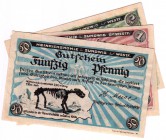Banknoten Deutsches Notgeld und KGL Sundwig
3 Scheine: H. Meise, Heinrichshöhle: 50 Pf., 1 und 2 Mark. WZ verschlungene Kreise. Komplette Serie.
II-...