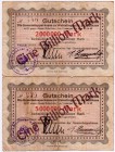 Banknoten Deutsches Notgeld und KGL Weferlingen (Prov. Sachsen)
Gemeindesparkasse, 1 Billion Mark 5.11.23 Überdruck auf 2 Mio. Mark Wertzeile rot vom...