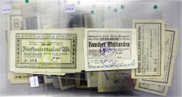 Banknoten Lots Deutschland
Ca. 60 Inflationsscheine aus Ost-Westpreußen. Darunter viele bessere Ausgaben, z.B. Deutsch-Krone, Schwerin, Schneidemühl,...