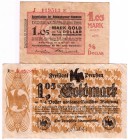 Banknoten Lots Deutschland
2 wertbeständige Scheine: 1,05 Goldmark Freistaat Preußen, Berlin 3.11.1923 und 1,05 Goldmark Handelskammer Mannheim 10.11...