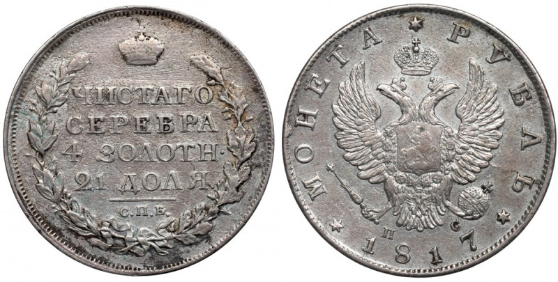 Russia, Alexander I, Rouble 1817 Ładnie zachowane detale awersu. Rewers z liczny...