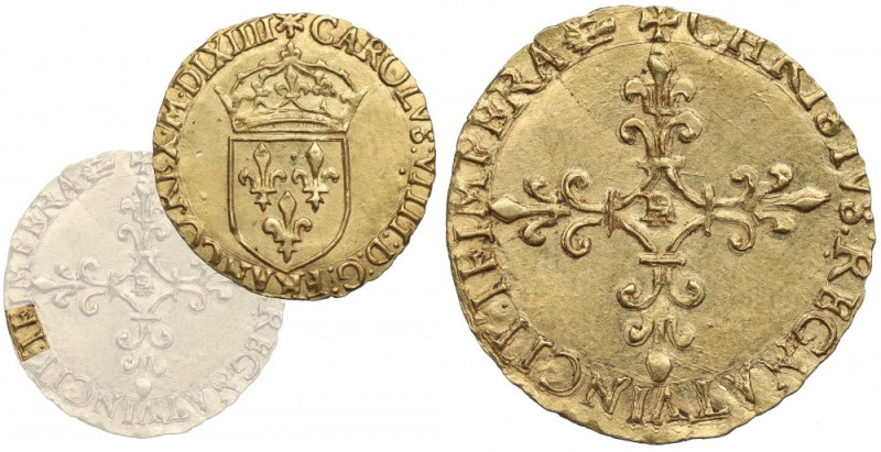 France, Charles IX, Ecu d'or 1564, La Rochelle Bardzo ładny, dobrze wybity egzem...