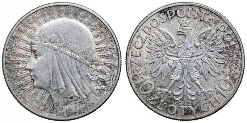 II Republic of Poland, 10 zlotych 1932, Women's Head, London Bardzo ładny egzemp...